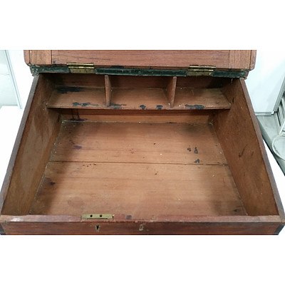 Antique Maple and Leather Tellers Desk