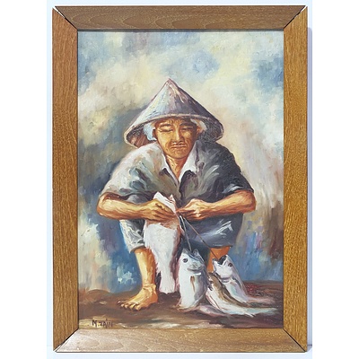 M Zain Malaysian Fisherman Oil on Board