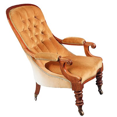 Early Victorian Mahogany Salon Chair Circa 1850