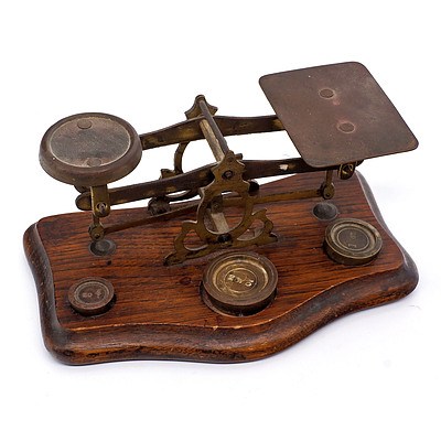 Antique Oak and Brass Letter Scales