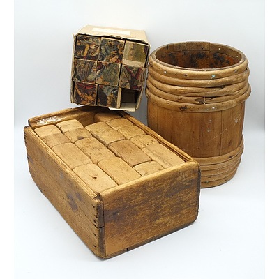 Group of Vintage Games and Puzzles Including Mosaic Cube Amusement, Dominos and More