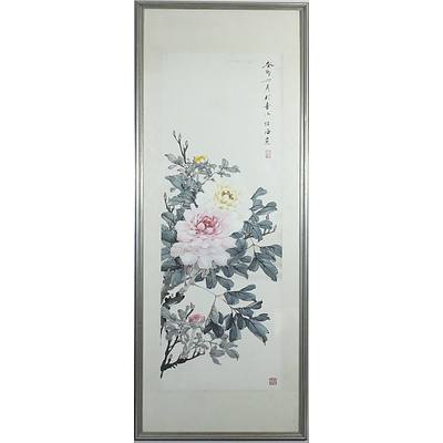 Chinese Peony Ink and Colour on Paper