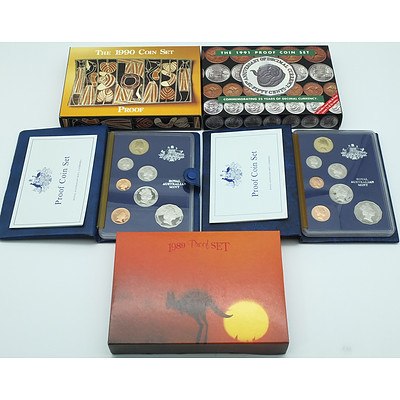 1985, 1987, 1989, 1990, 1991 Proof Coin Sets 