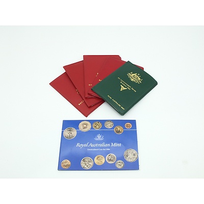 Six Uncirculated Coins Sets, Including XII Commonwealth Games Brisbane 1982 Green Wallet Coin Set 