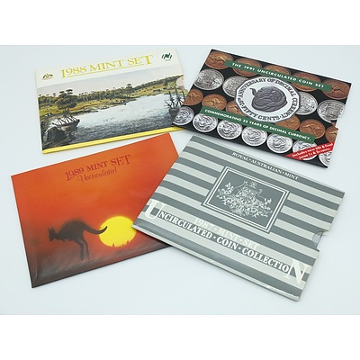 1988, 1989, 1990 and 1991 Uncirculated Coin Sets 