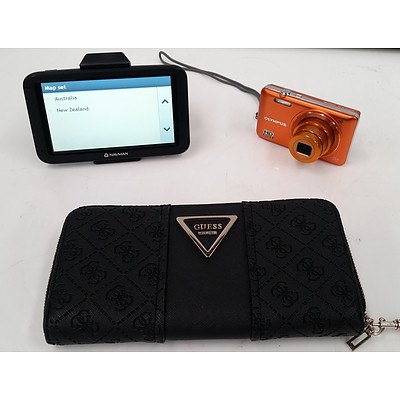 Olympus Camera, Navman GPS & Guess Purse