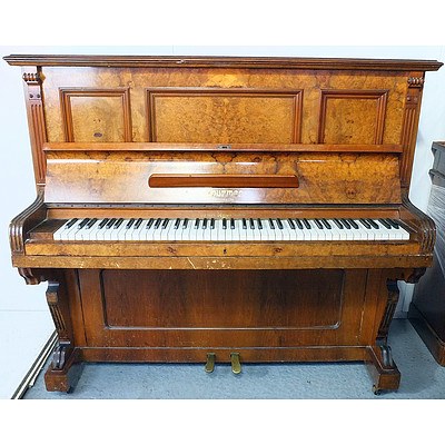 Ferd Thurmer Meissen Burr Walnut Upright Piano