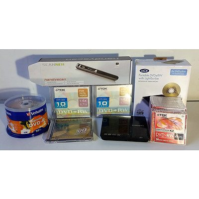 Lot of 80 Brand New DVD, HandyScan Scanner and Portable DVD drives