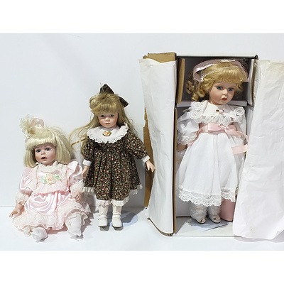 Lot of Three Heritage Heirloom Collection Porcelain Dolls