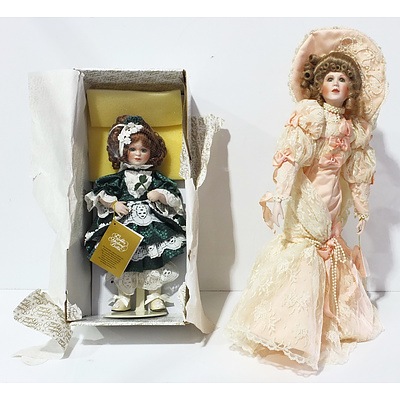 Two Franklin Heirloom Porcelain Dolls