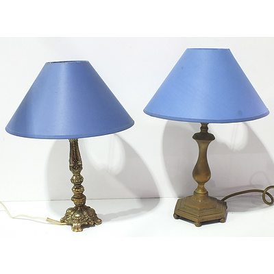 Group of Four Decorative Lamps with Carved and Cast Bases