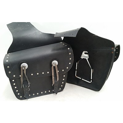 Pair of Black Leather Saddle Bags