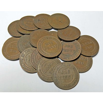 Collection of Australian King George V 1919 Pennies