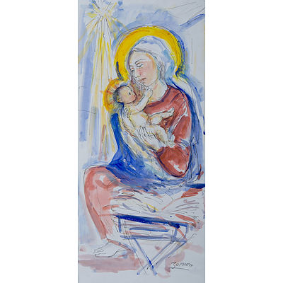 ZOFREA, Salvatore (b.1946) Madonna & Child Mixed Media on Paper
