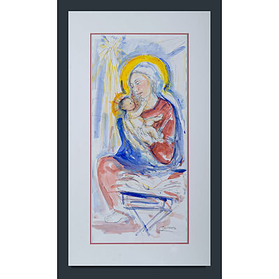 ZOFREA, Salvatore (b.1946) Madonna & Child Mixed Media on Paper