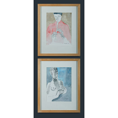 CASSAB, Judy (1920-2015) Recorder Players, 1997(2) Ink & Watercolour (2)