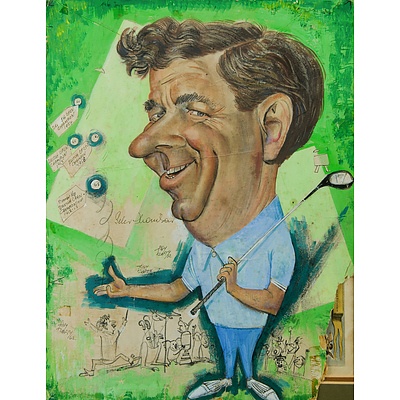 RAFTY, Tony (1915-2015): Golfer, Peter Thompson Caricature Portrait, 1962. Gouache