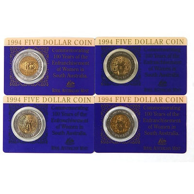 Four 1992 Dollar Coins 100 Years of Enfranchisement of Women in SA
