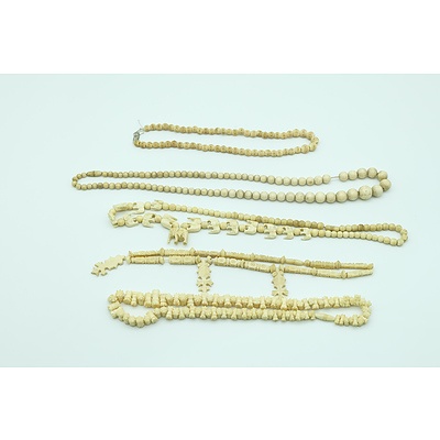 Group of Ivory and Bone Necklaces