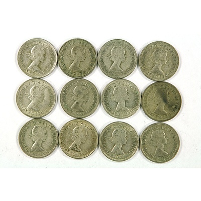 Twelve post-1945 Australian Silver Shillings