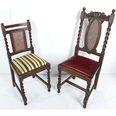 English Oak Jacobean Revival Dining Chairs Circa 1920s