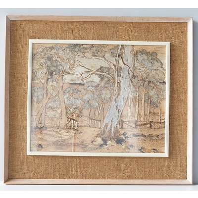 Group of Five Australian Scene Mixed Media Artworks