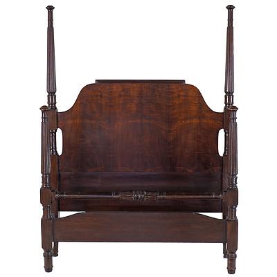 Pair of Four Poster Queensland Maple Single Beds Mid 20th Century