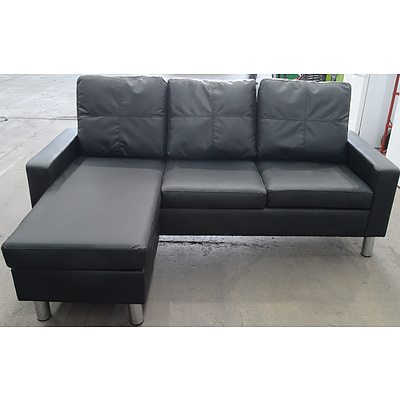 PU Leather Three Seater Chaise Lounge