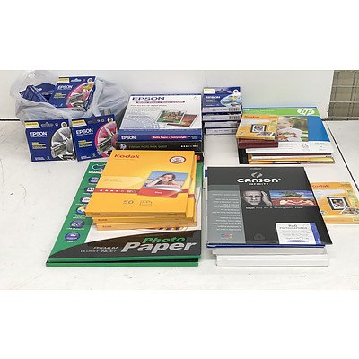 Bulk Lot of Assorted Photo Paper & Epson Toner Cartridges
