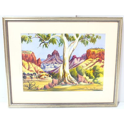 Reuben Pareroultja (1916-1984) Rolling Hills Scene Watercolour