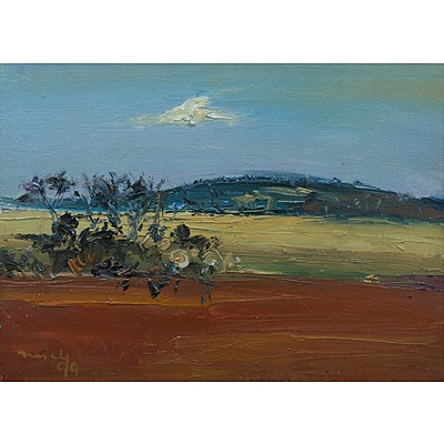 NASEBY, David (b.1937): Landscape with Red Earth, 1999. Oil on Canvas