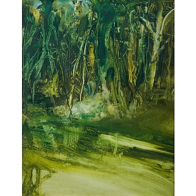 (2) NASEBY, David (b.1937): Riverbanks. Oil on Board