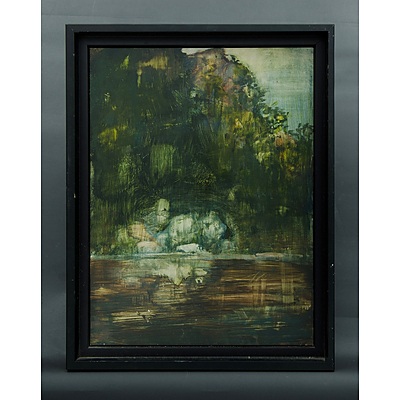 (2) NASEBY, David (b.1937): Riverbanks. Oil on Board