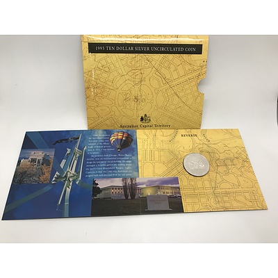 1993 $10 Silver Uncirculated State Series Coin - ACT