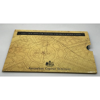 1993 $10 Silver Uncirculated State Series Coin - ACT