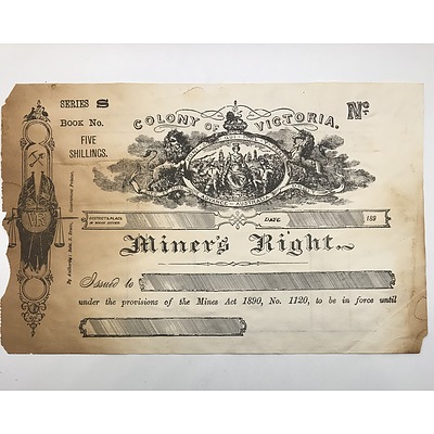 Five Shilling Colony of Victoria Miners Right