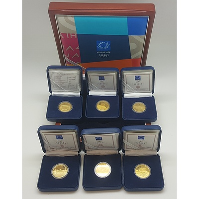 2004 Athens Olympics Six Gold Coin Set in Wooden Presentation Case