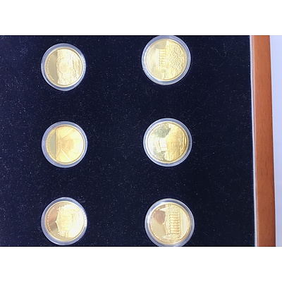 2004 Athens Olympics Six Gold Coin Set in Wooden Presentation Case