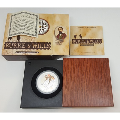 2010 Burke & Wills 150th Anniversary 1oz Silver Proof Dollar Coin