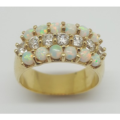 Matching 14ct Yellow Gold and Natural Opal Ring, Pendant and Necklace Set