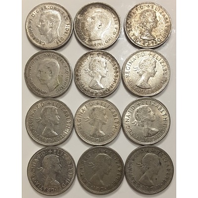 Assorted Australian Pre-decimal Silver Coinage