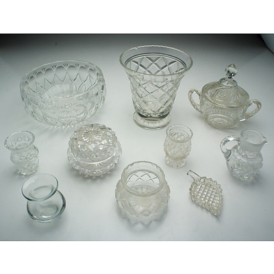Large Group of Cut Crystal and Molded Glass