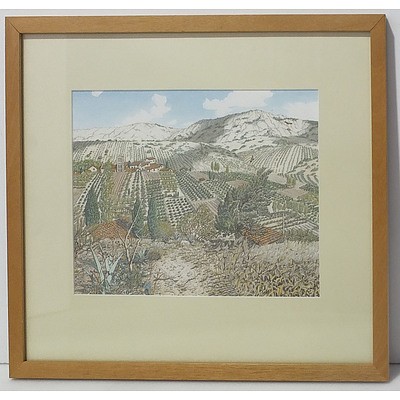 Farmland Scene Pen and Ink