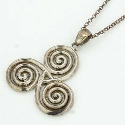 Sterling Silver Chain and Scroll Pendant