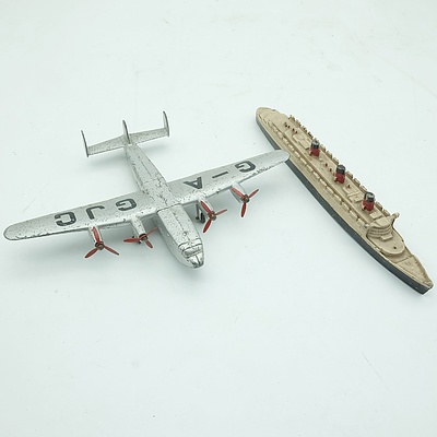 Dinky Toys Plane and A Dinky Toys Queen Mary Ship