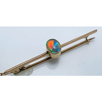 Vintage Australian Solid Black Opal Brooch