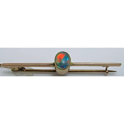 Vintage Australian Solid Black Opal Brooch