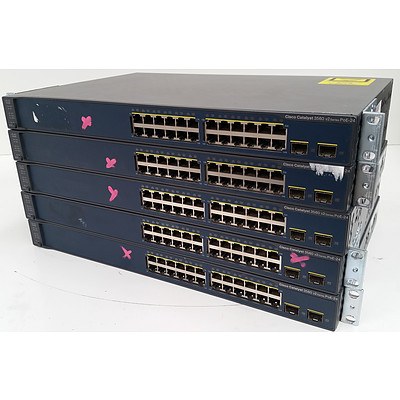 Cisco WS-C3560V2-24PS-S V02 Managed Switches - Lot of 5