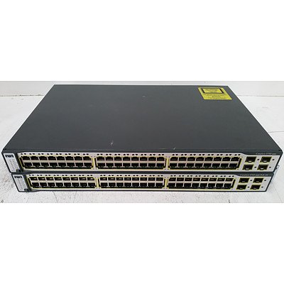Cisco Catalyst 3750 Series 48-Port Fast Ethernet Switches - Lot of Two