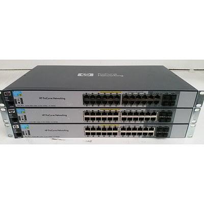 HP ProCurve 2520G-24-PoE 24-Port Gigabit Managed Switch - Lot of Three